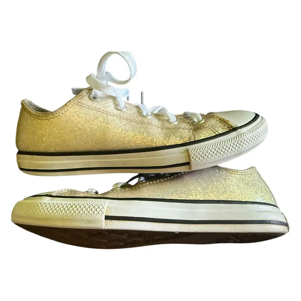 Converse All Star Patent Leather Glitter Lace Up Shoes Size 3